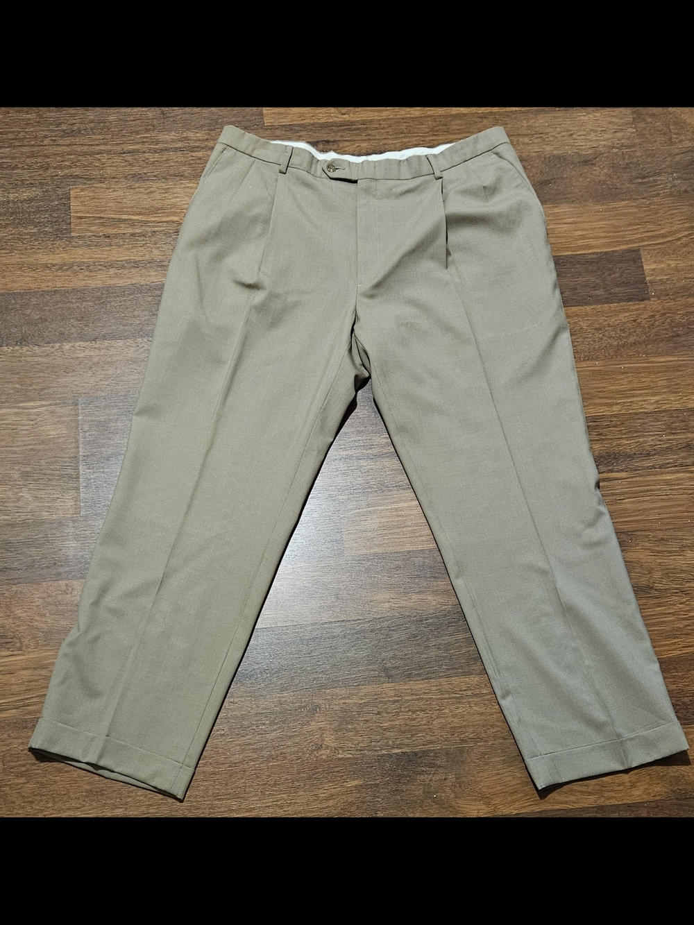 HART SCHAFFNER MARX mens 100% wool dress pants SIZE 40x30 COLOR KHAKI CLD
